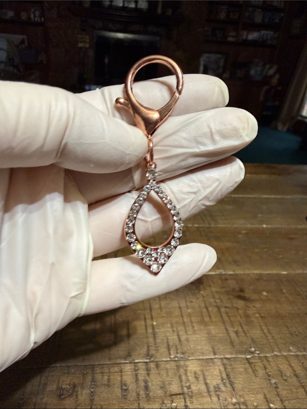 Rose Gold Teardrop Crystal Dangle Charm keychain
